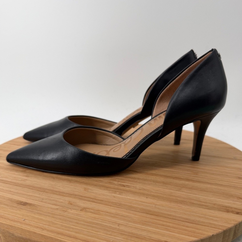 Sam Edelman Zora Black Leather Pointed Toe D'Orsay Stiletto Pumps Size 6